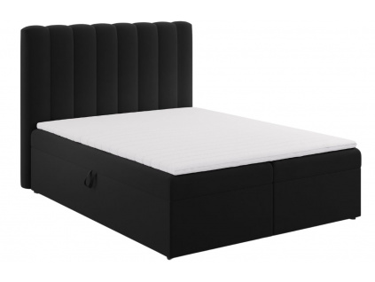 Černá sametová dvoulůžková postel boxspring MICADONI Kelp 180 x 200 cm