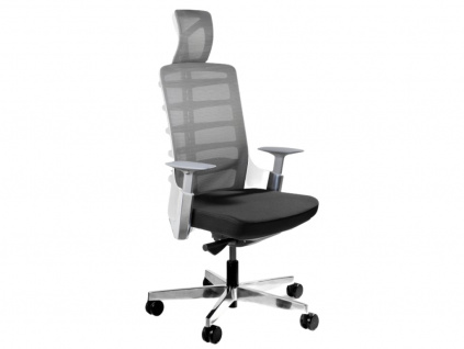 Bílá látková kancelářská židle Spin s chromovanou podnoží