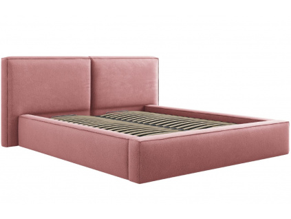 Růžová čalouněná dvoulůžková postel MICADONI Jodie 180 x 200 cm