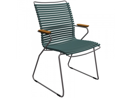 Tmavě zelená plastová zahradní židle HOUE Click II. s područkami