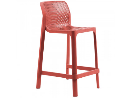 Červená plastová zahradní barová židle Net 65 cm