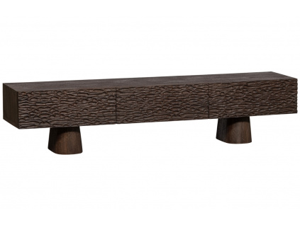 Hnědý dřevěný TV stolek Crustie 147 x 45 cm