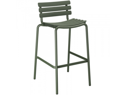 Olivově zelená plastová zahradní barová židle HOUE ReCLIPS 79 cm