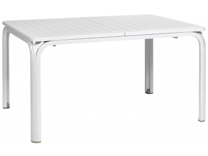 Bílý plastový rozkládací zahradní stůl Alloro 140/210 x 100 cm