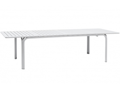 Bílý plastový rozkládací zahradní stůl Alloro 210/280 x 100 cm
