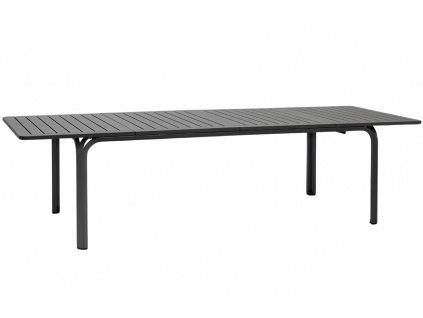 Antracitově šedý plastový rozkládací zahradní stůl Alloro 210/280 x 100 cm