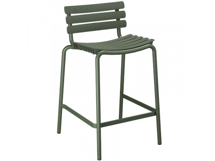 Olivově zelená plastová zahradní barová židle HOUE ReCLIPS 69 cm