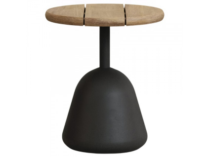Dřevěný zahradní stolek Kave Home Saura 43 cm s černou podnoží