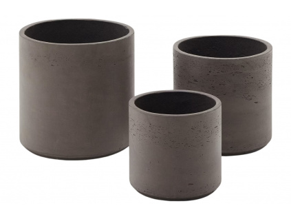 Set tří šedých cementových zahradních květináčů Kave Home Sintina