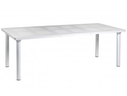 Bílý plastový rozkládací zahradní stůl Libeccio 160/220 x 100 cm