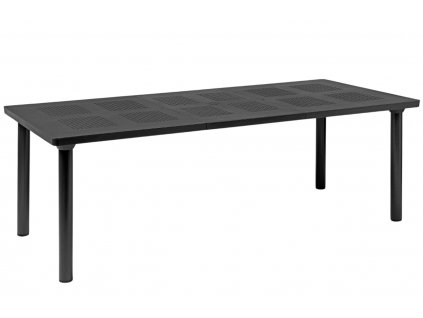 Antracitově šedý plastový rozkládací zahradní stůl Libeccio 160/220 x 100 cm
