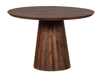 Hnědý dřevěný kulatý jídelní stůl Timi 130 cm