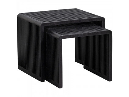 Set dvou černých dřevěných odkládacích stolků Alli 50 x 43,5 / 40 x 38 cm