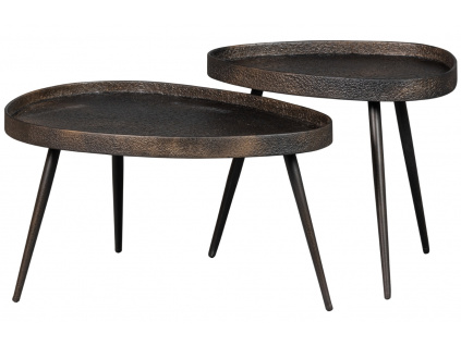 Set dvou konferenčních stolků Educro 71x52 / 54x41 cm s bronzovým dekorem