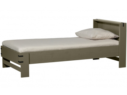 Zelená dřevěná postel Ybo 90 x 200 cm