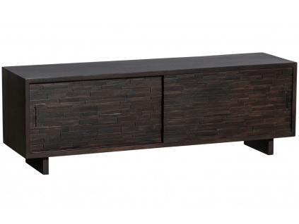 Tmavě hnědý dřevěný TV stolek Tillie 150 x 40 cm