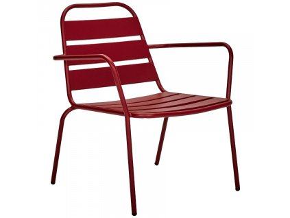 Červená kovová zahradní židle Helo s područkami