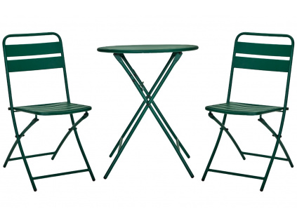 Zelený kovový zahradní set dvou židlí a stolku Helo
