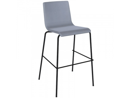 Světle modrá čalouněná barová židle MOON Wood 77 cm