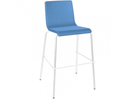 Modrá čalouněná barová židle MOON 77 cm