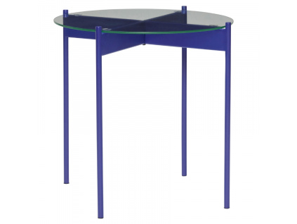 Modrý skleněný odkládací stolek Hübsch Beam 45 cm