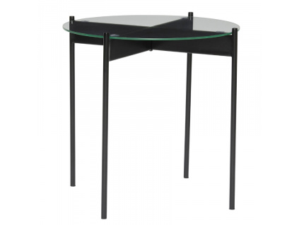 Černý skleněný odkládací stolek Hübsch Beam 45 cm