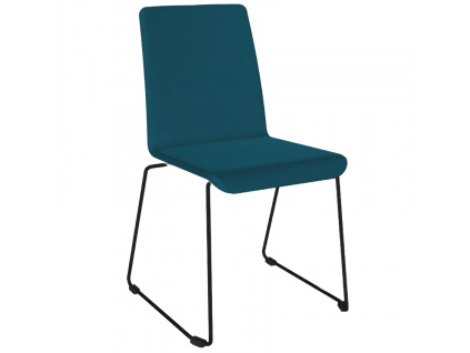 Tmavě modrá čalouněná konferenční židle MOON