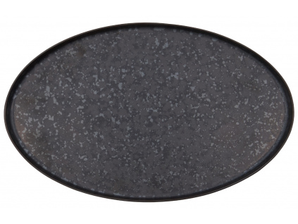 Černý kameninový servírovací talíř Pion 30,9 x 19,6 cm