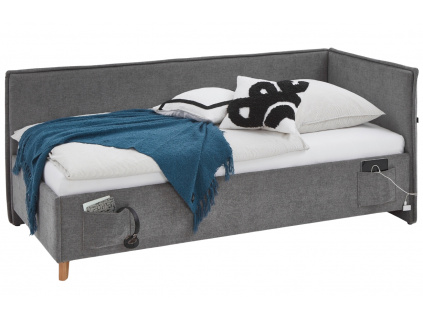Šedá čalouněná postel Meise Möbel Fun II. 120 x 200 cm s úložným prostorem
