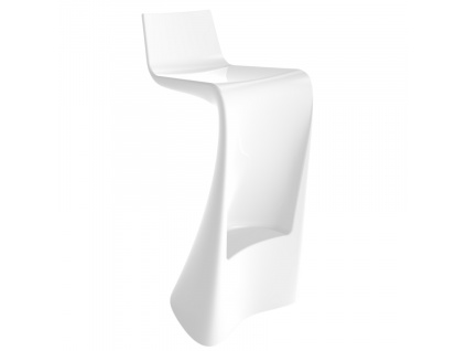 Bílá plastová barová židle WING 72 cm