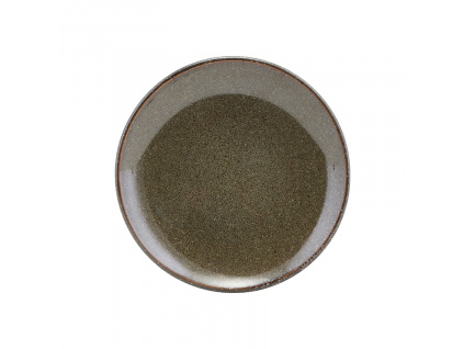 Hnědozelený kameninový dezertní talíř Lake 15 cm