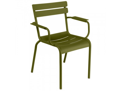 Zelená kovová zahradní židle Fermob Luxembourg s područkami - odstín pesto