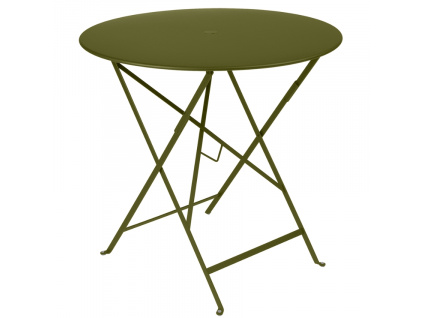 Zelený kovový skládací stůl Fermob Bistro Ø 77 cm - odstín pesto