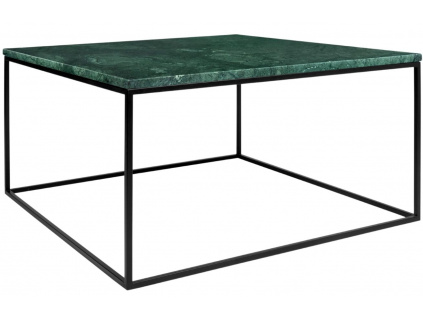 Zelený mramorový konferenční stolek TEMAHOME Gleam 75x75 cm s černou podnoží