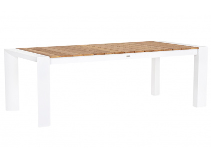 Bílý teakový zahradní rozkládací stůl Bizzotto Cameron 228/294 x 100 cm