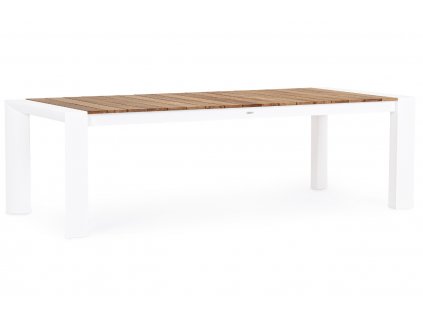 Bílý teakový zahradní rozkládací stůl Bizzotto Cameron 253/319/384 x 110 cm
