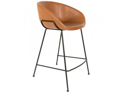 Hnědá koženková barová židle ZUIVER FESTON 65 cm848x848
