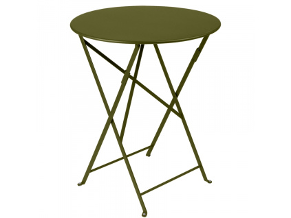 Zelený kovový skládací stůl Fermob Bistro Ø 60 cm - odstín pesto