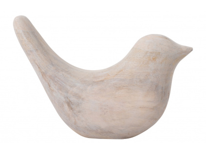 Bílá dřevěná soška Birdes 7 cm