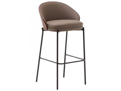 Hnědá koženková barová židle Kave Home Eamy 77 cm