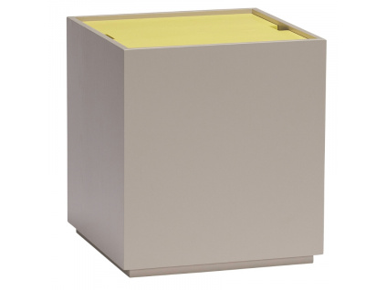 Šedo-žlutý dřevěný úložný box Hübsch Vault 40 x 40 cm