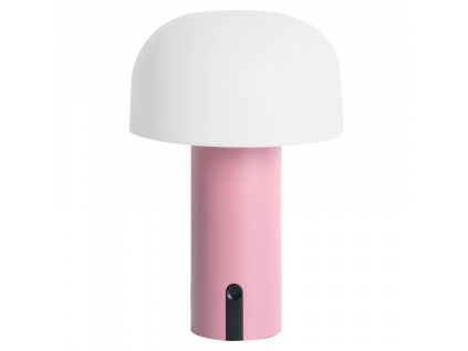 Růžová plastová stolní LED lampa Cecile