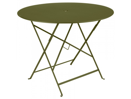 Zelený kovový skládací stůl Fermob Bistro Ø 96 cm - odstín pesto
