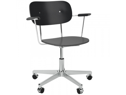 Černo-stříbrná dubová kancelářská židle AUDO CO II.