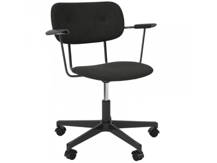 Tmavě šedá čalouněná otočná židle AUDO CO s područkami