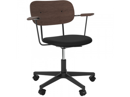 Hnědo-černá čalouněná otočná židle AUDO CO s područkami