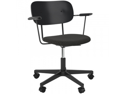 Černo-šedá čalouněná otočná židle AUDO CO s područkami