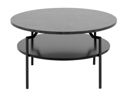 Černý konferenční stolek Welding 80 cm s mramorovým dekorem