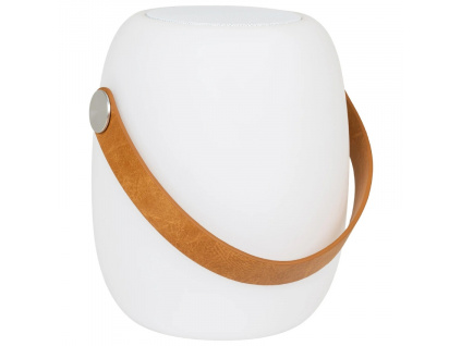 Bílá plastová stolní LED lampa s bluetooth reproduktorem Carin