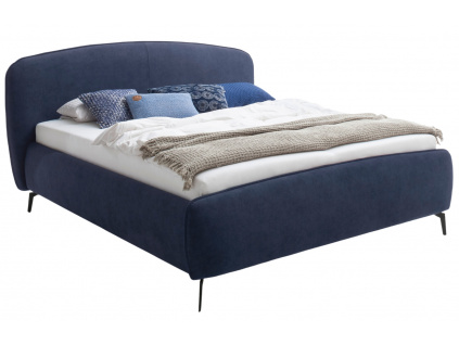 Tmavě modrá čalouněná dvoulůžková postel Meise Möbel Modena 160 x 200 cm